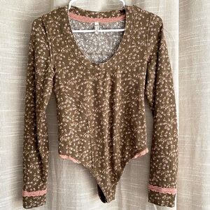 Free People Intimately Sugar Dreams Floral Bodysuit Small